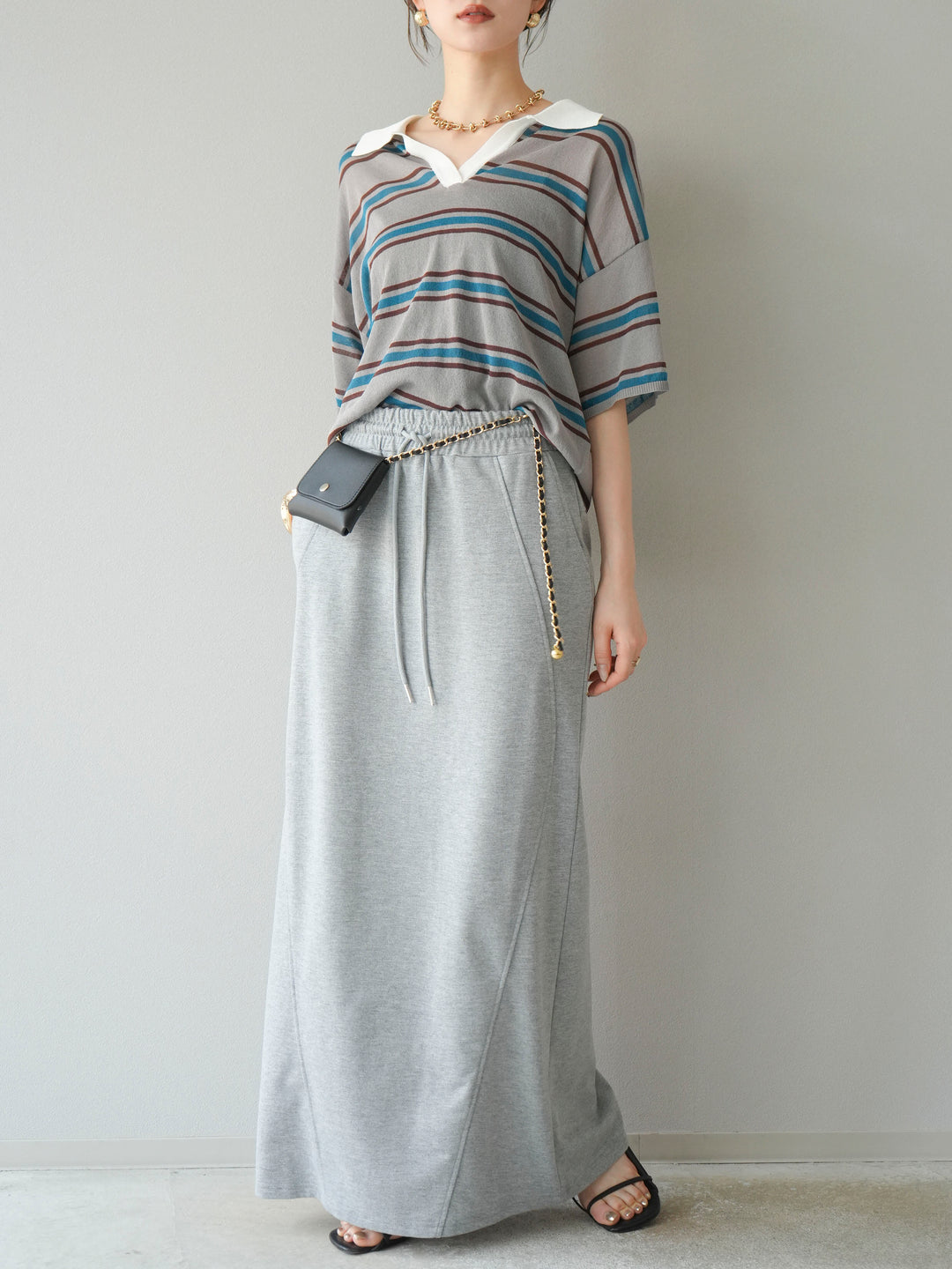 [予約]スウェットロングスカート/グレー