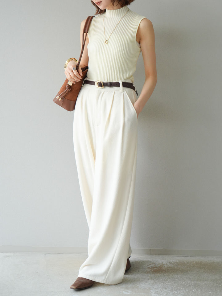 [予約]ネップワイドパンツ/アイボリー