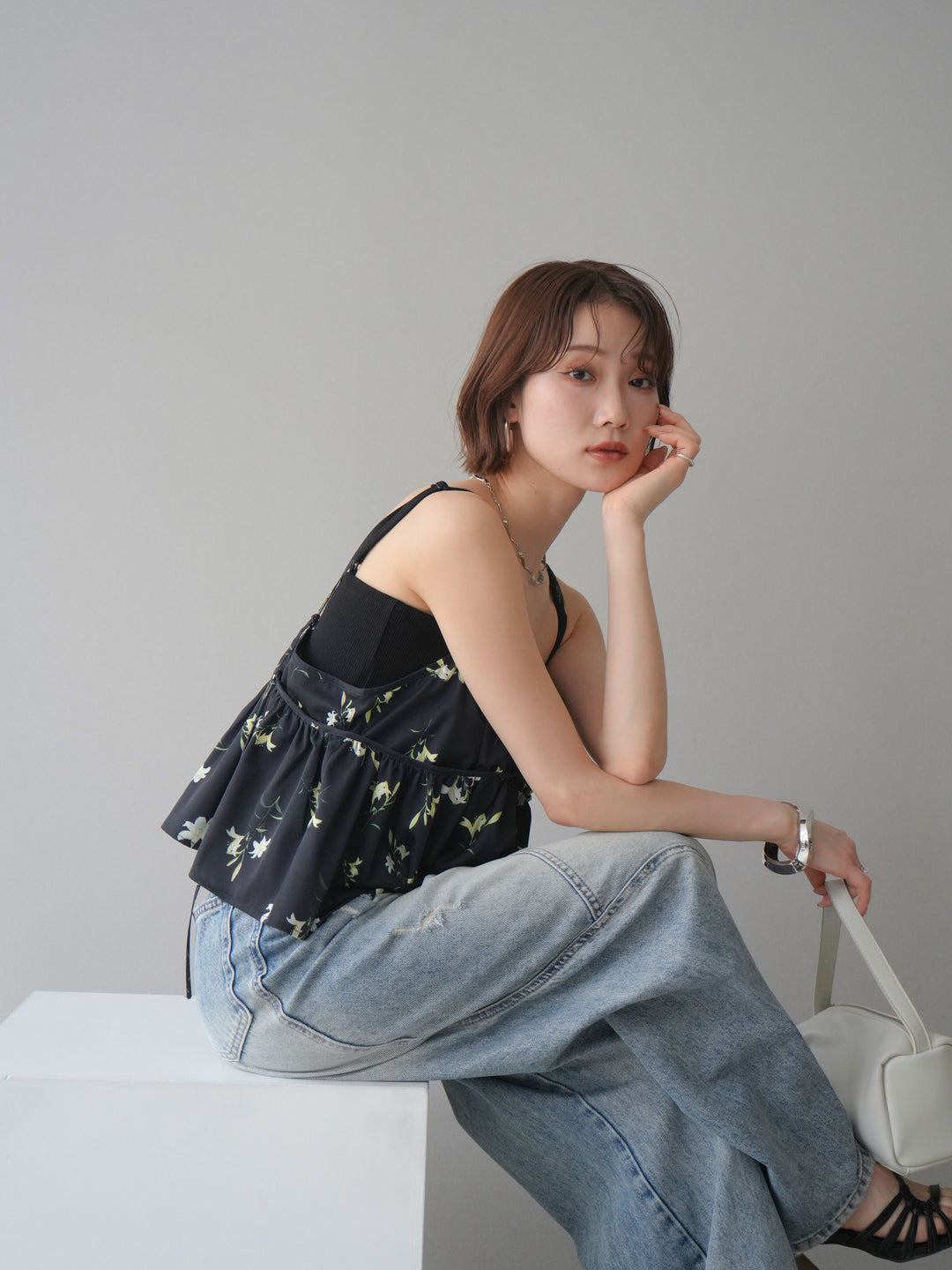 [SET]フラワープリントキャミソール+フラワープリントキャミソール(2set)