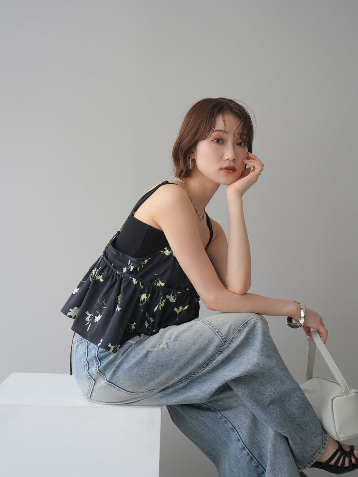 [SET]フラワープリントキャミソール+フラワープリントキャミソール(2set)