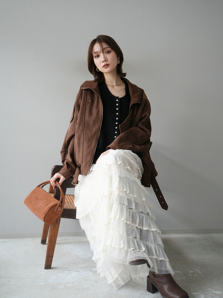 [予約]スエードライダースジャケット/ブラウン