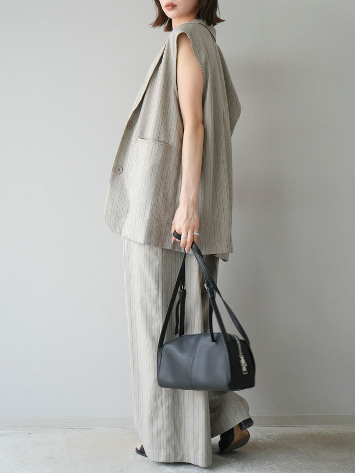 【着回しセット】[SET]ヘリンボーンストライプジレ+シアー切替ベロアトップス+ヘリンボーンストライプサロペット(3set)