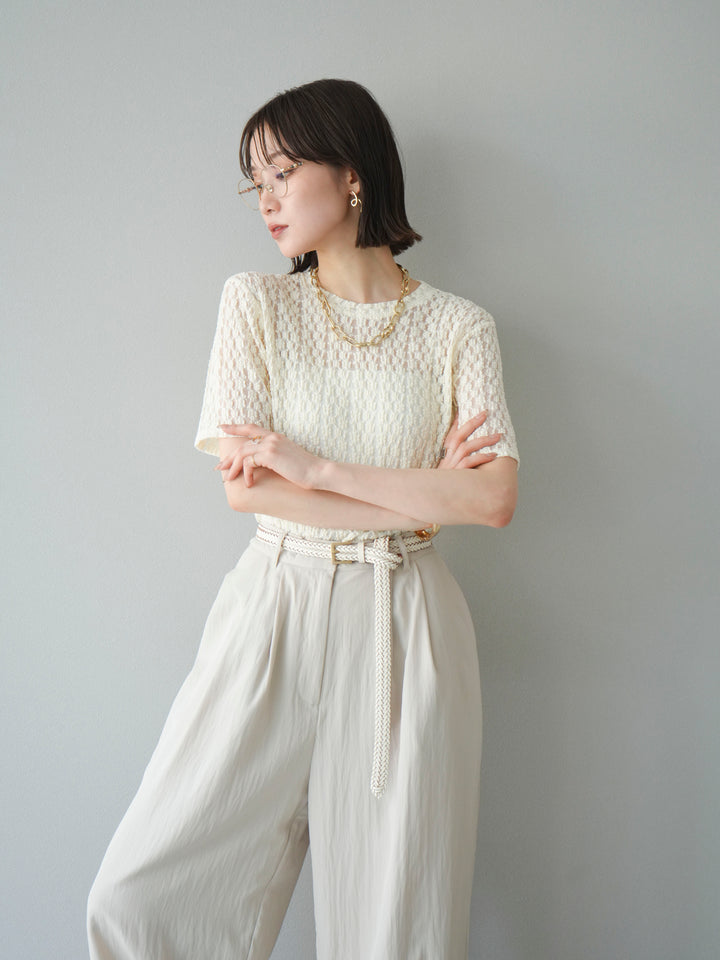 【預購】剪裁蕾絲T卹/象牙白
