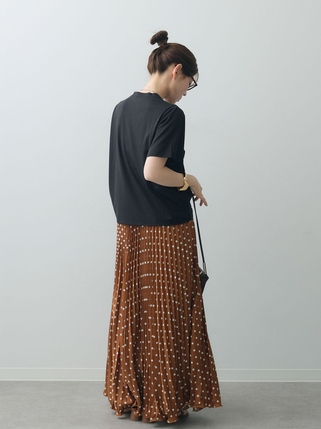 [SET]ラッフルドッキングTEE+ドットアコーディオンプリーツスカート(2set)