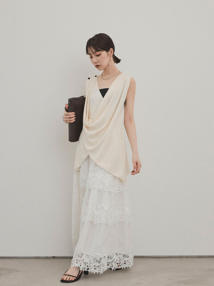 [予約]スカラップレースロングスカート/オフホワイト