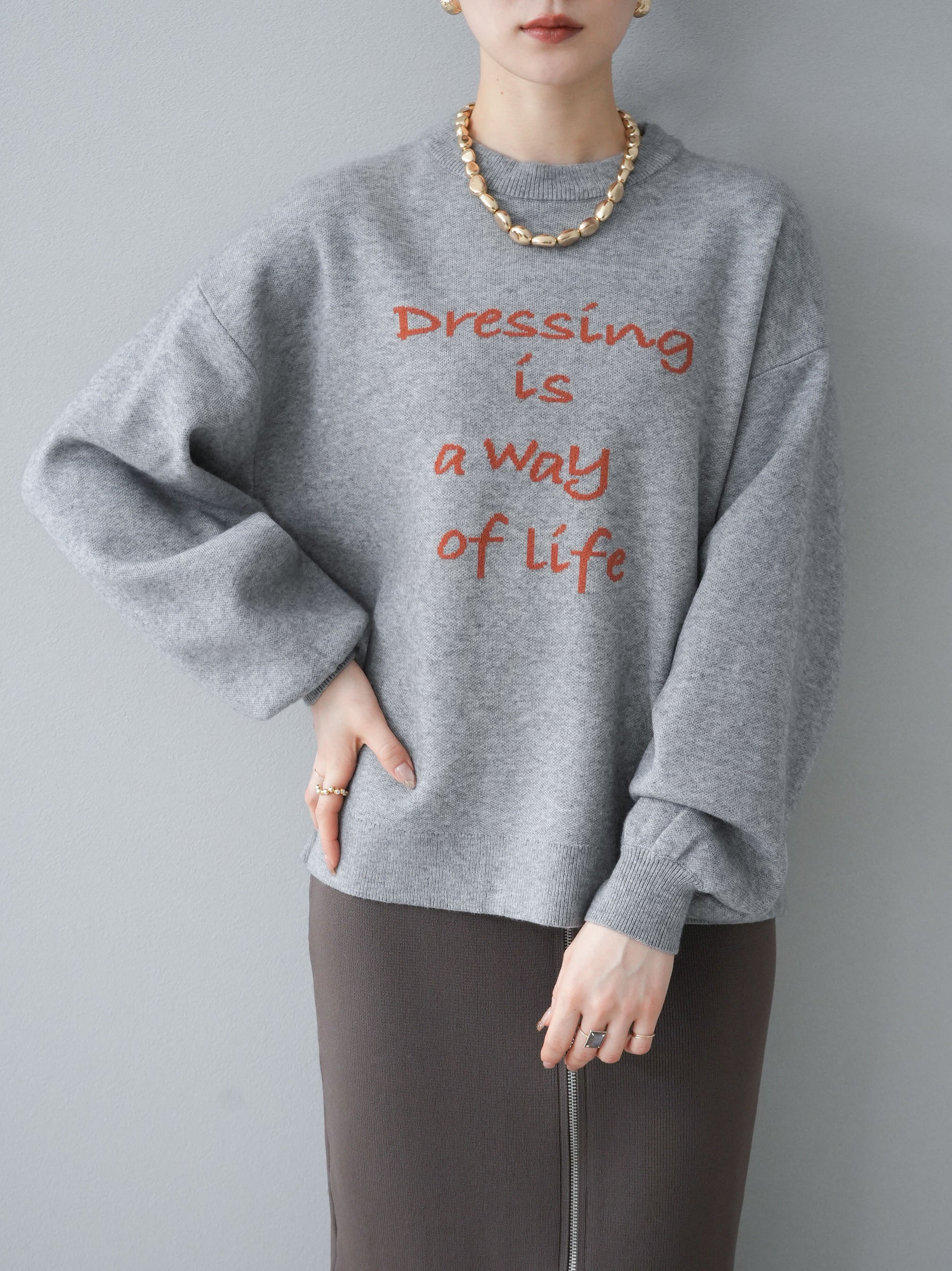 予約]アルパカタッチロゴニットプルオーバー/グレー – Lumier