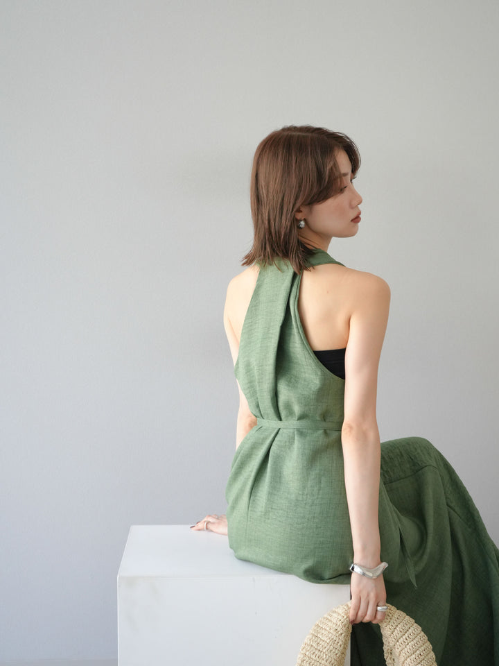 [予約]ループデザインムラ染めワンピース/グリーン