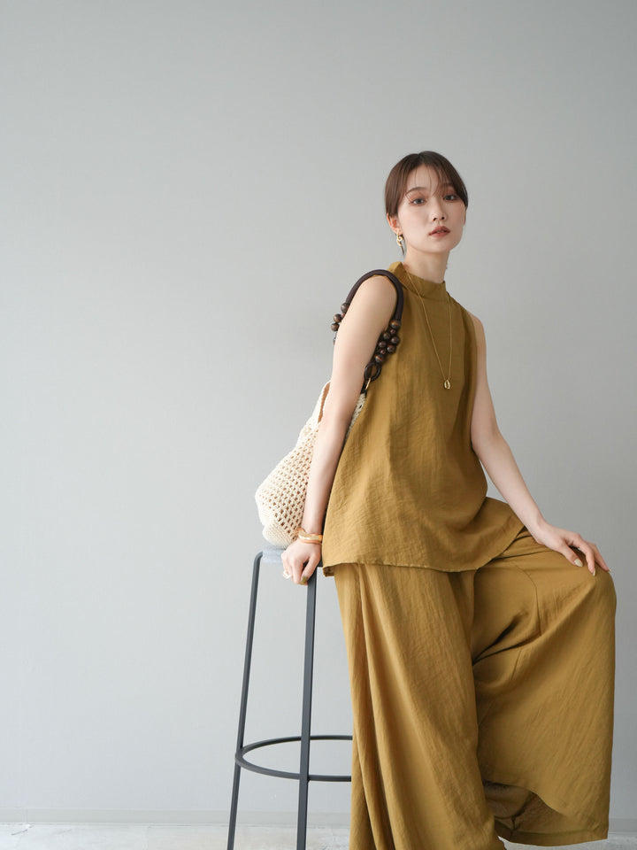 [SET]ホルターネックバックスリットブラウス＆スーパーワイドパンツSET UP(2set)