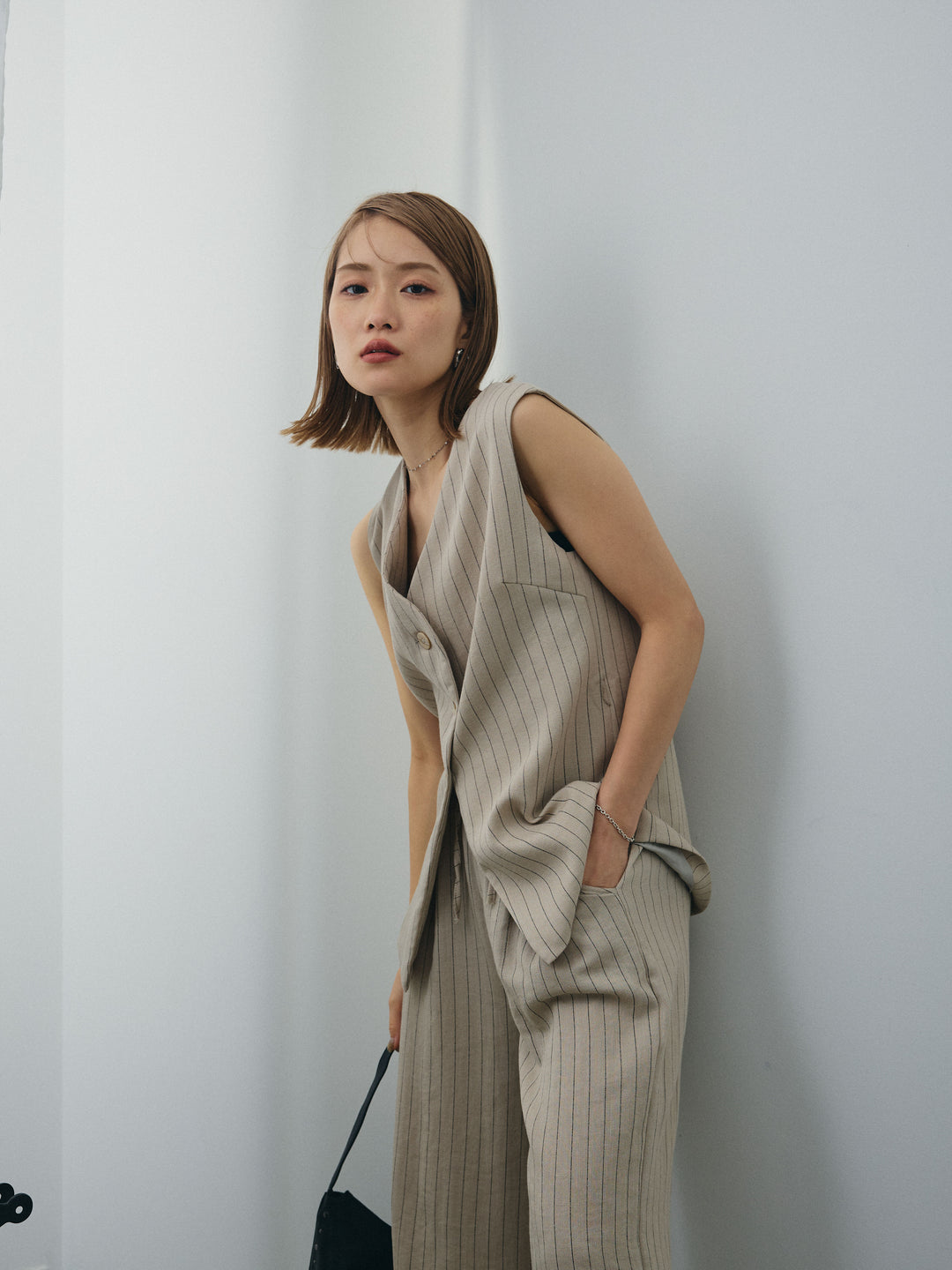 [SET]ストライプベスト＆ワイドパンツSET UP+ストライプベスト＆ワイドパンツSET UP(2set)