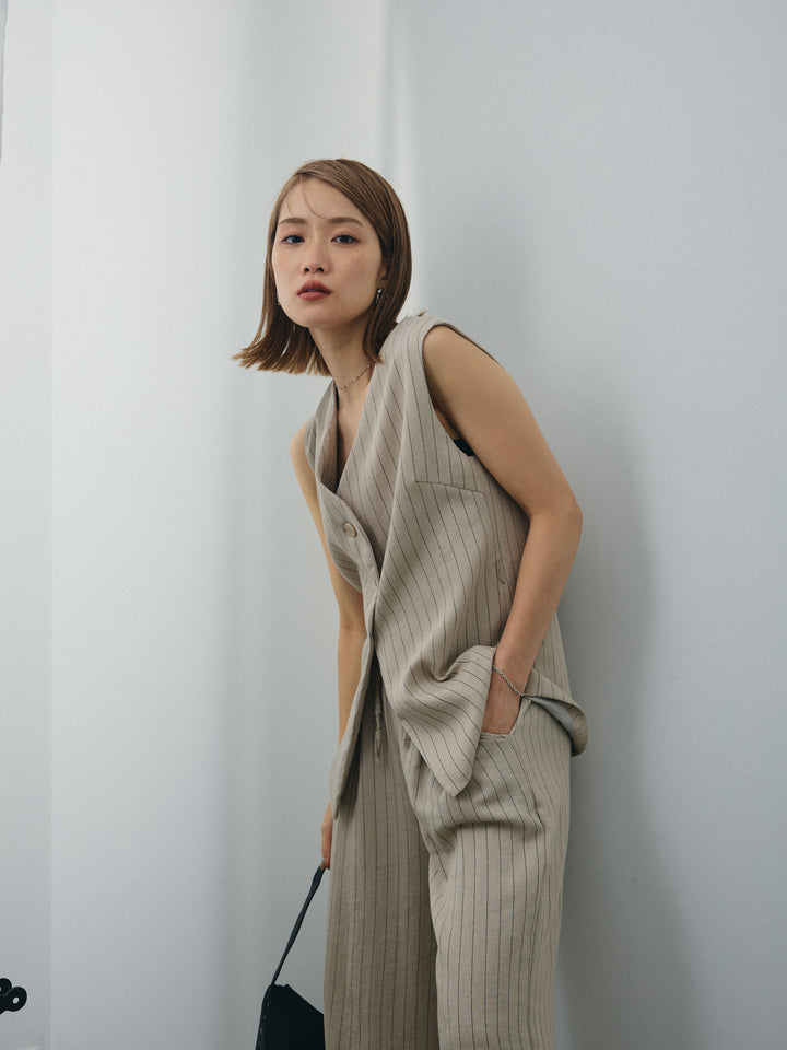 [SET]ストライプベスト＆ワイドパンツSET UP+ストライプベスト＆ワイドパンツSET UP(2set)