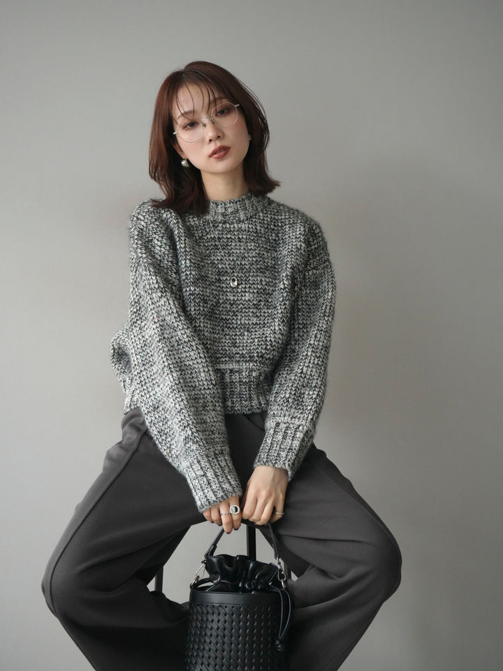 [予約]ボリュームスリーブミックスネップニットプルオーバー/gray