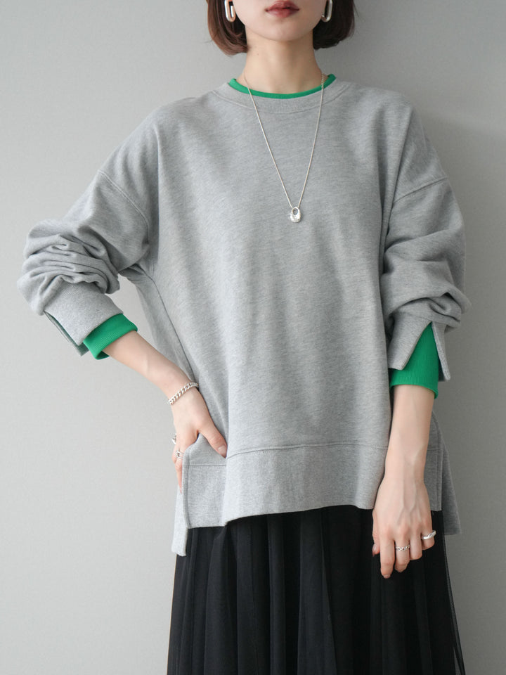 [SET]配色レイヤードデザインスエットプルオーバー+チュールボリュームスカート(2set)