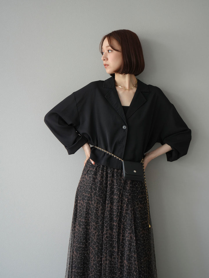 [予約]レーヨンライクショートジャケット/ブラック