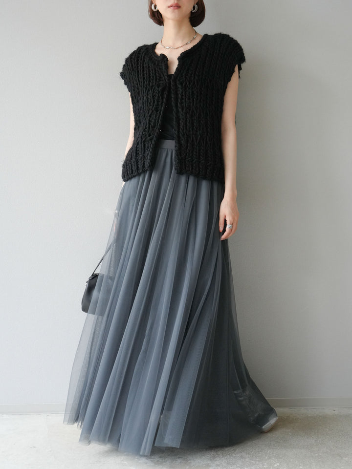 [予約]チュールボリュームスカート/グレー