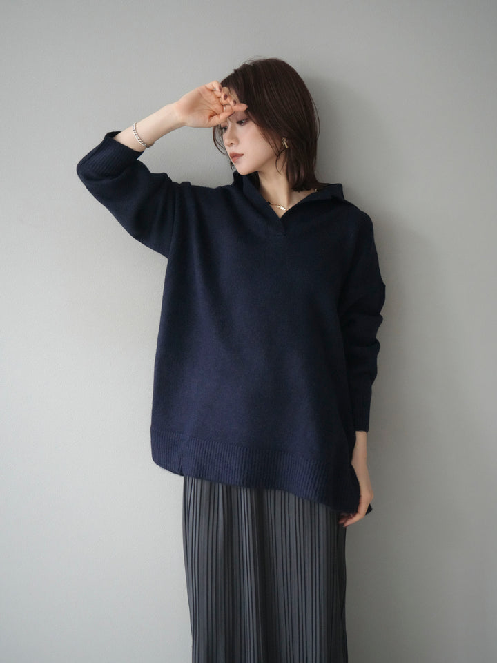 [予約]スキッパーオーバーニットプルオーバー/navy