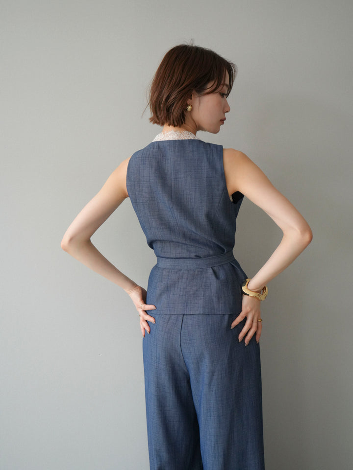 【套裝】蕾絲邊背心和垂褶褲套裝（2 套）