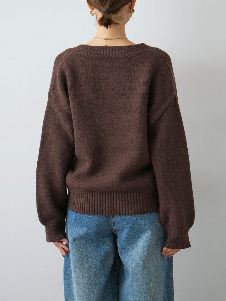 [予約]Vネックワイドショートニット/brown
