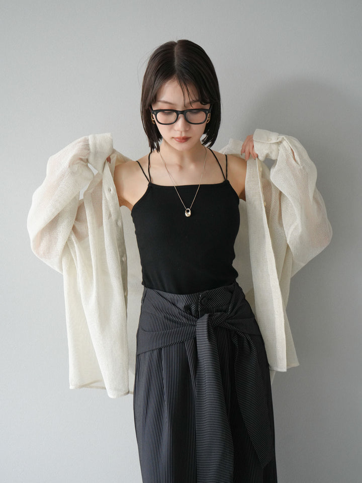 [予約]コットンラメメッシュオーバーシャツ/アイボリー