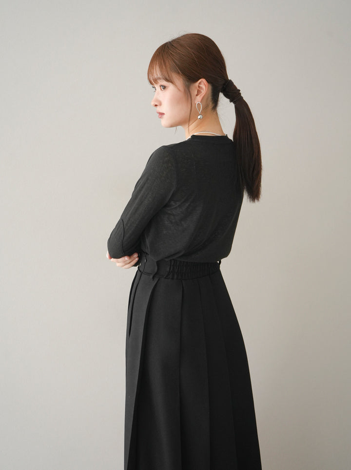 [預購] 繩繡透視長袖T卹 / 黑色