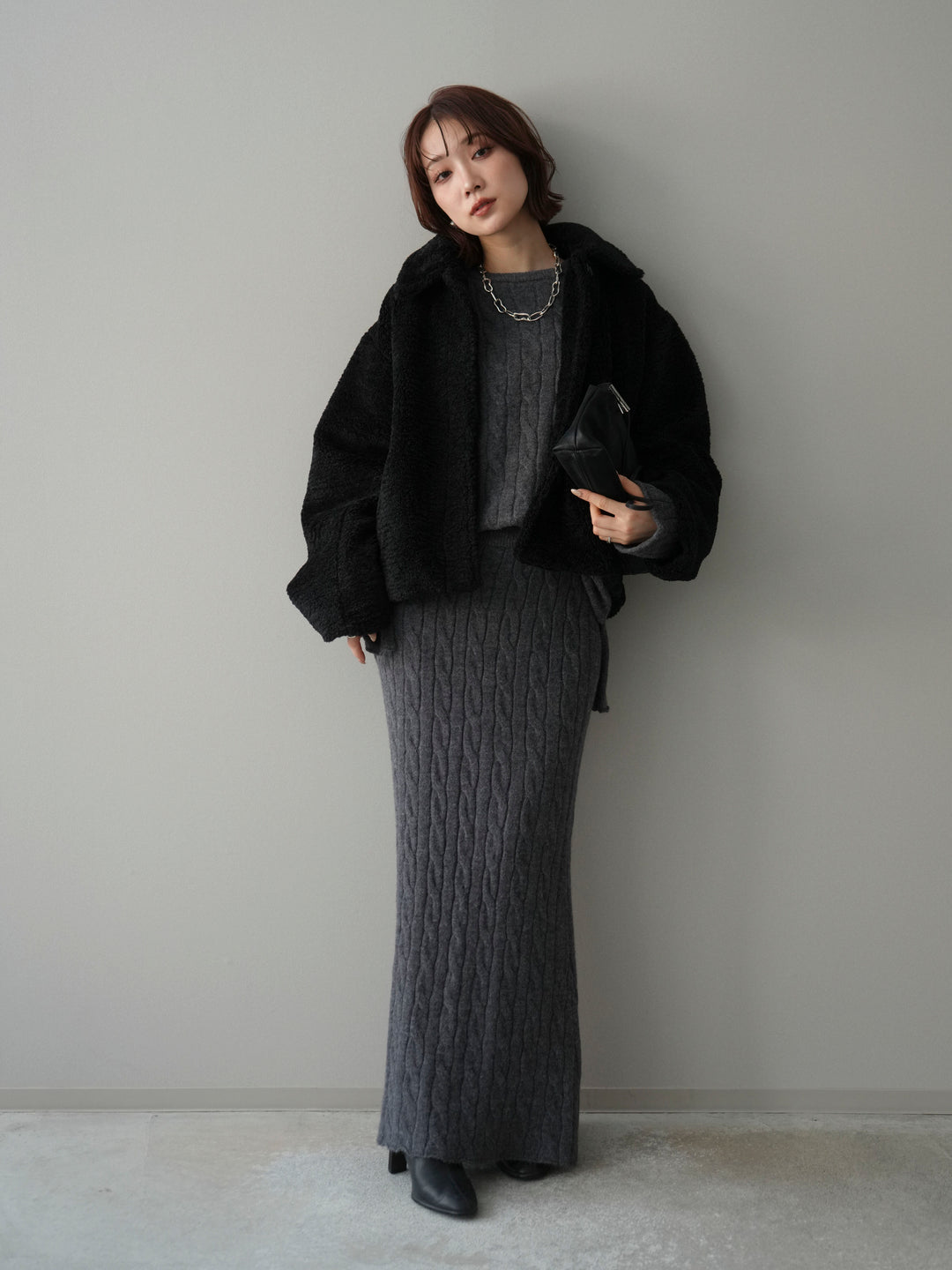 [予約]エコファーステンカラージャケット/black