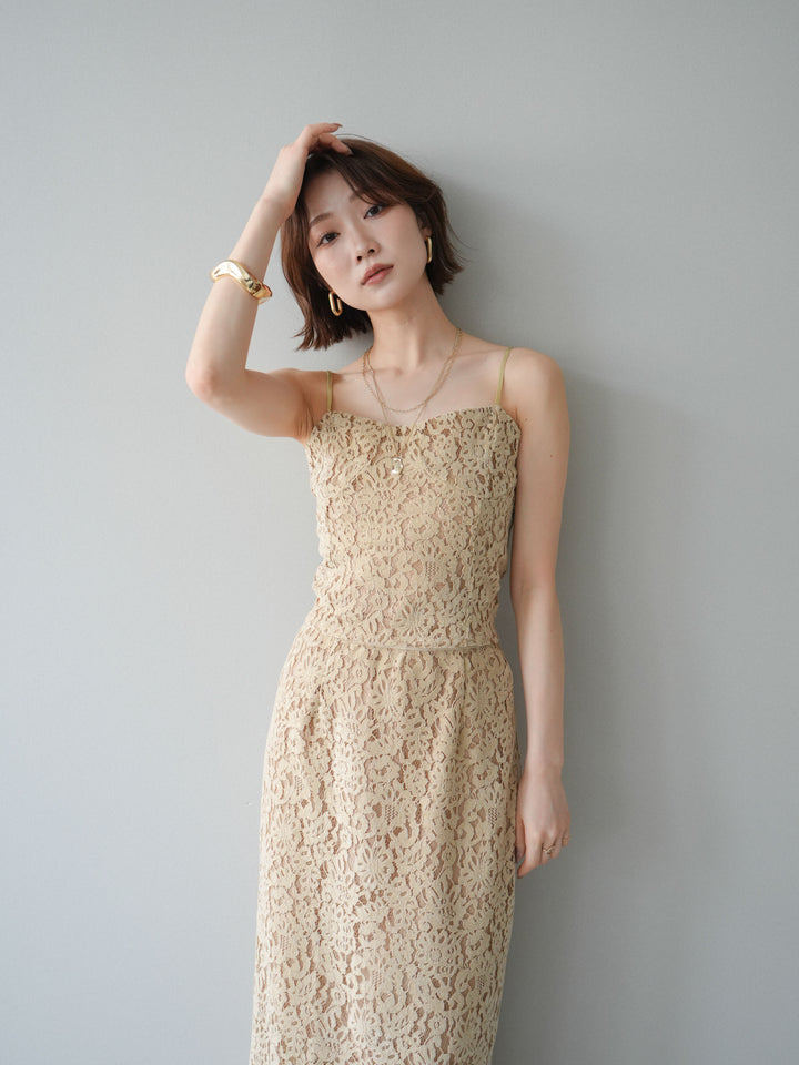 [SET]フルレースキャミ＆IラインスカートSET UP