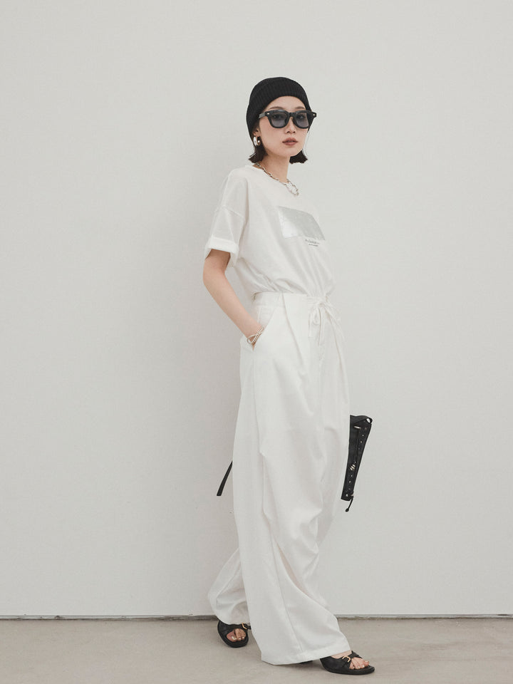 [預購] Design Loop 側邊褶褲/白色