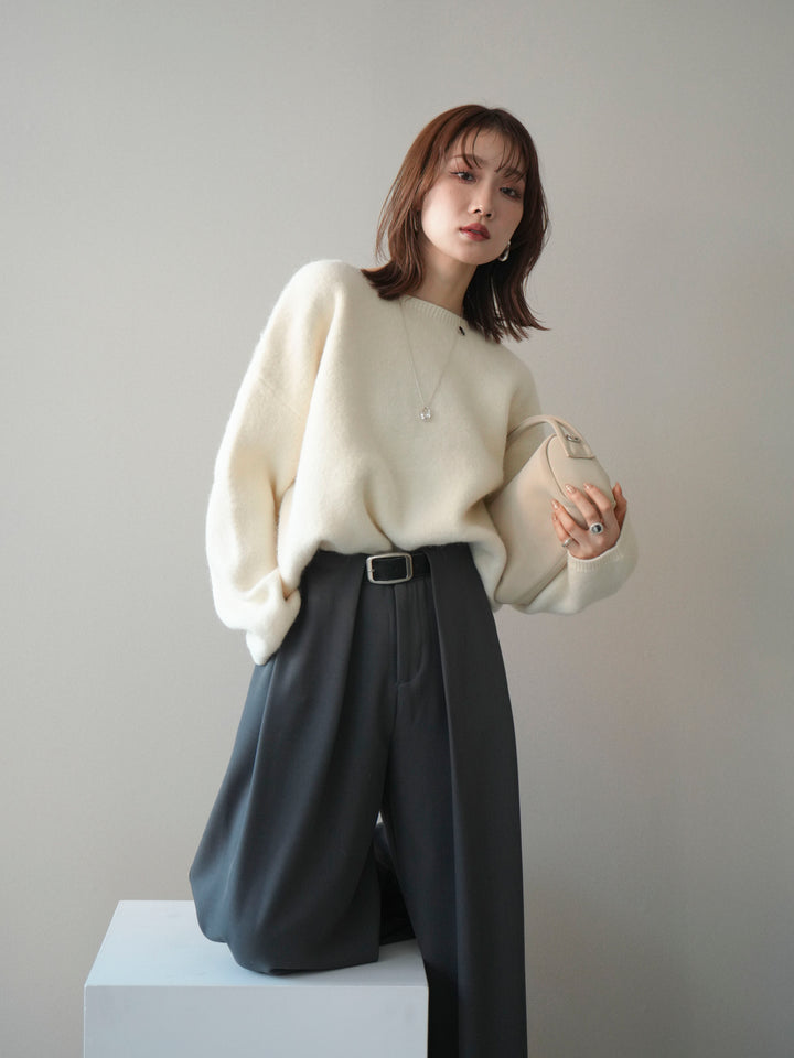 [SET]アンゴラタッチボートネッククロップドプルオーバー+選べるアクセセット(2set)