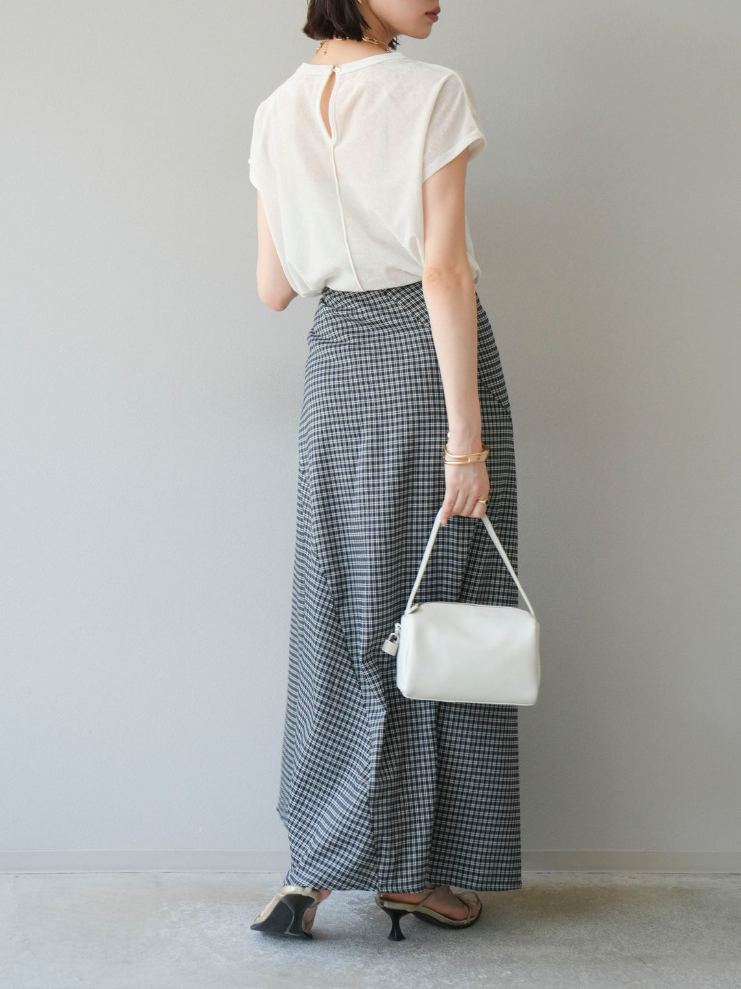 [予約]サイド巻きツイルスカート/チェック