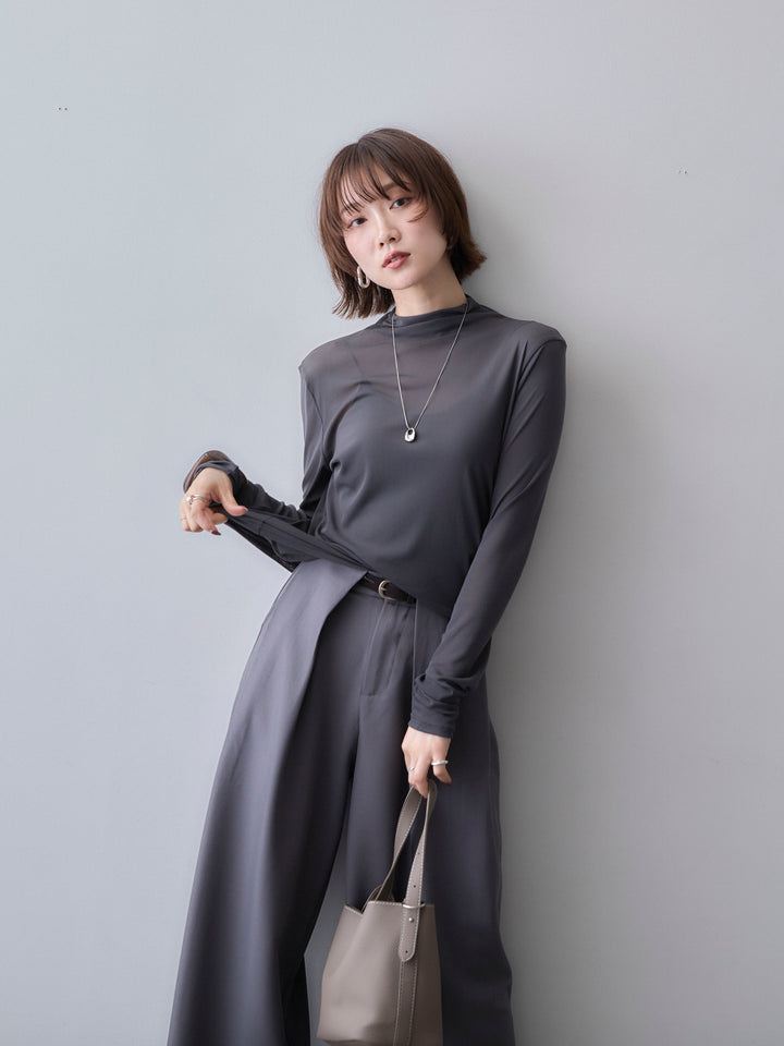 [SET]メッシュボトルネックトップス+メッシュボトルネックトップス(2set)