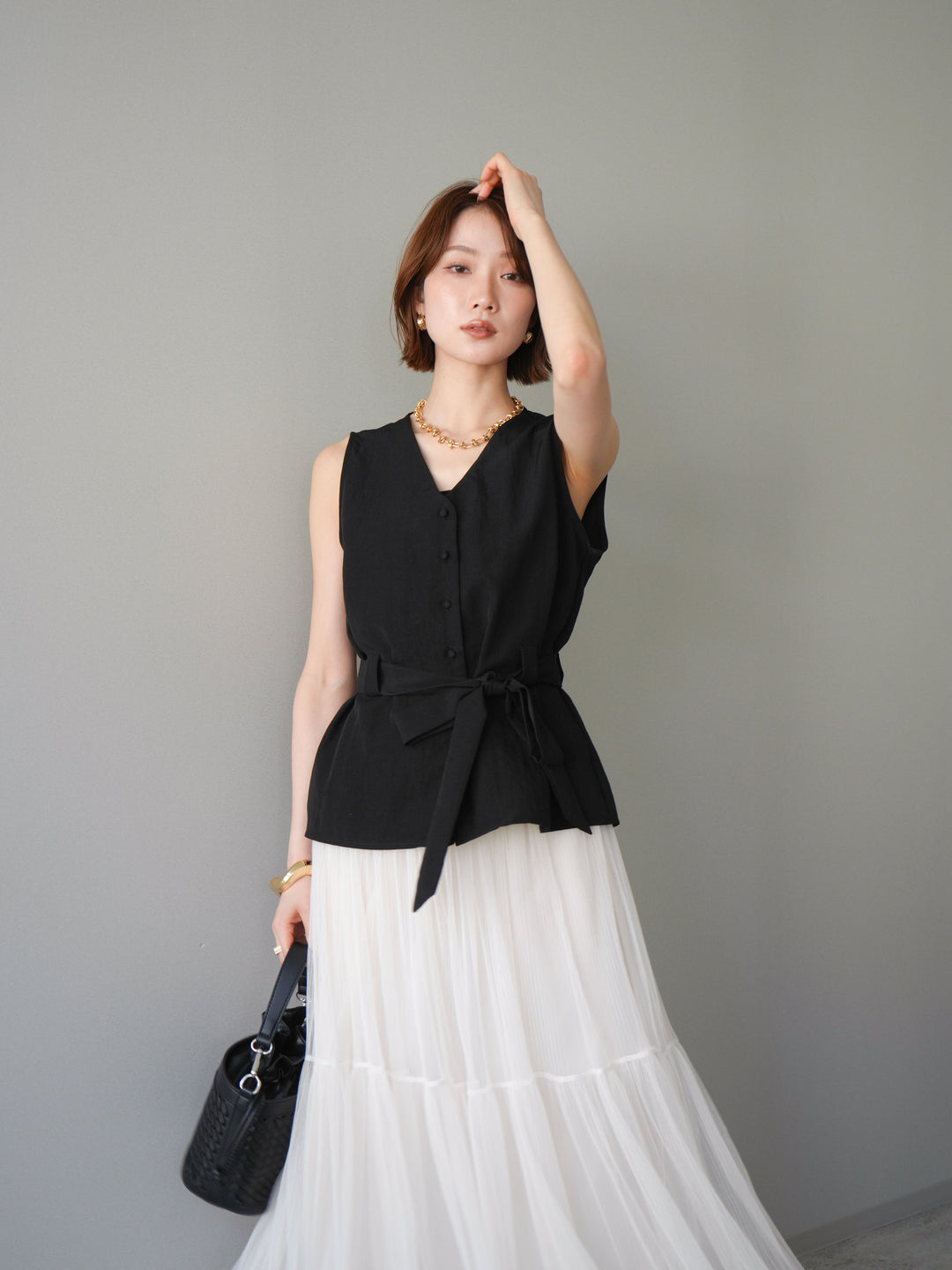 [予約]ウエストマークベスト/black