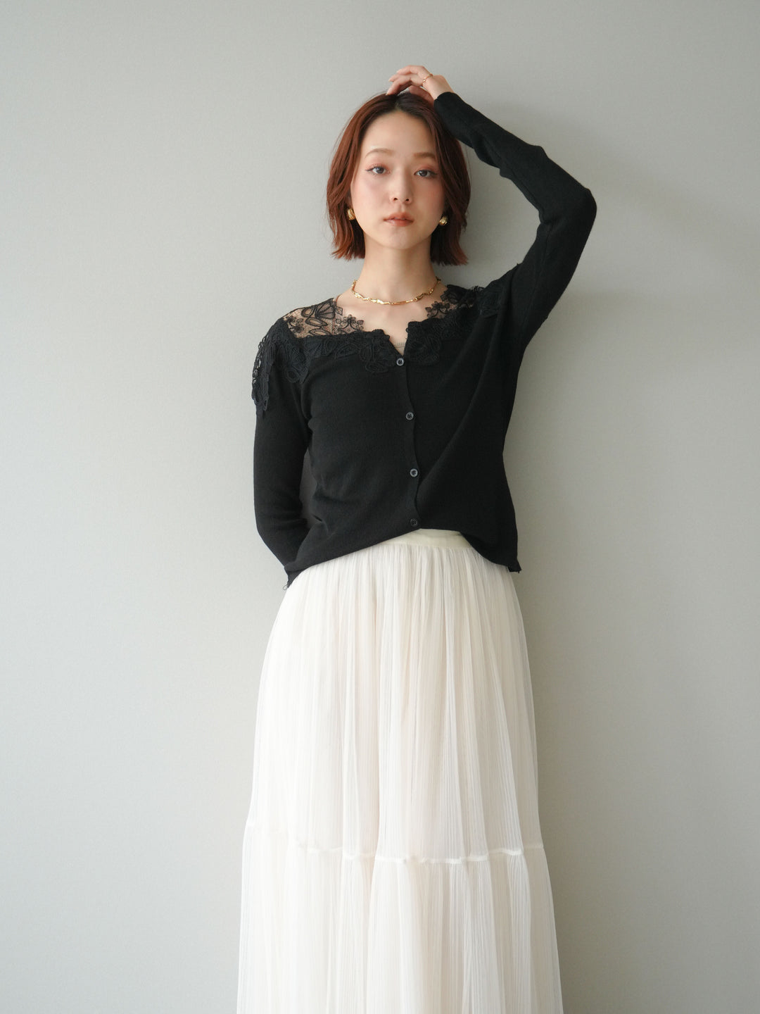 [SET]ショルダーレースニットカーディガン+ショルダーレースニットカーディガン(2set)