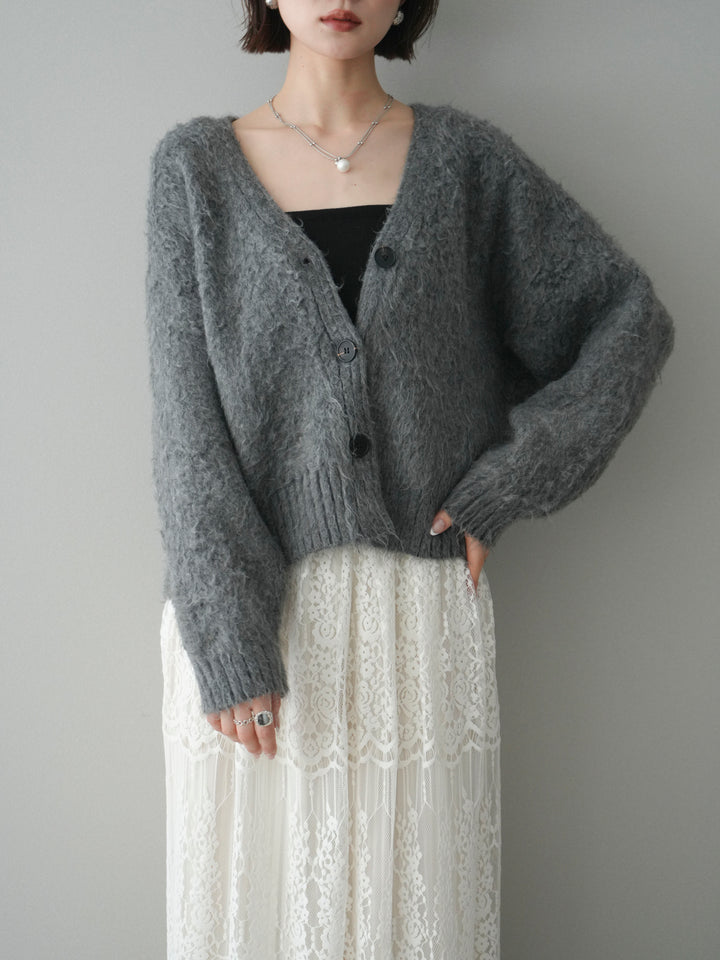 [予約]起毛シャギーニットカーディガン/gray