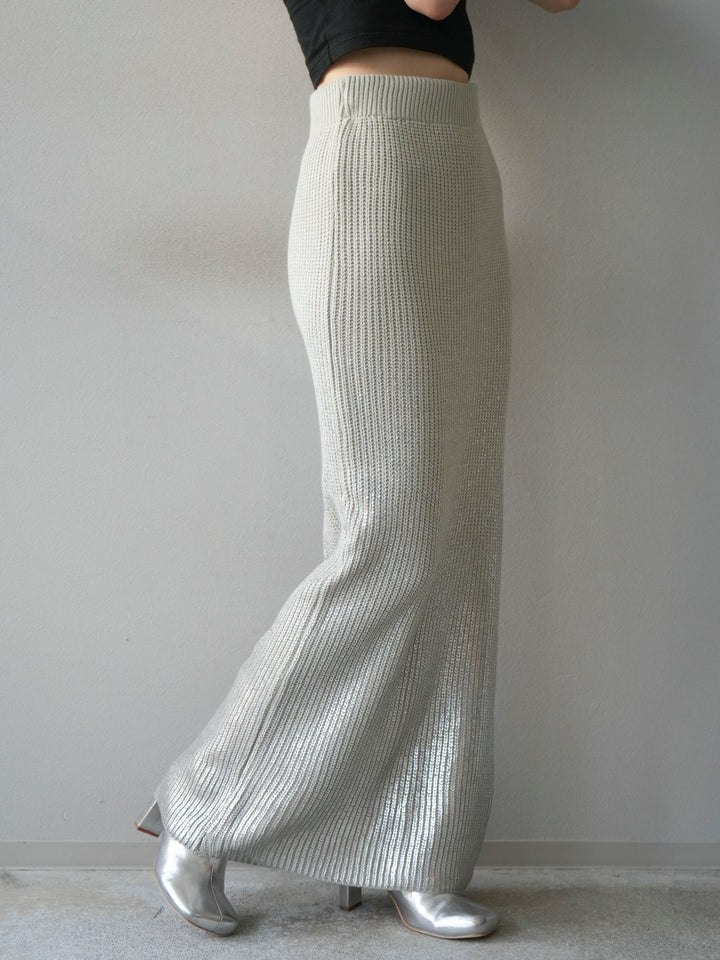 [予約]箔プリントニットタイトスカート/lightgray