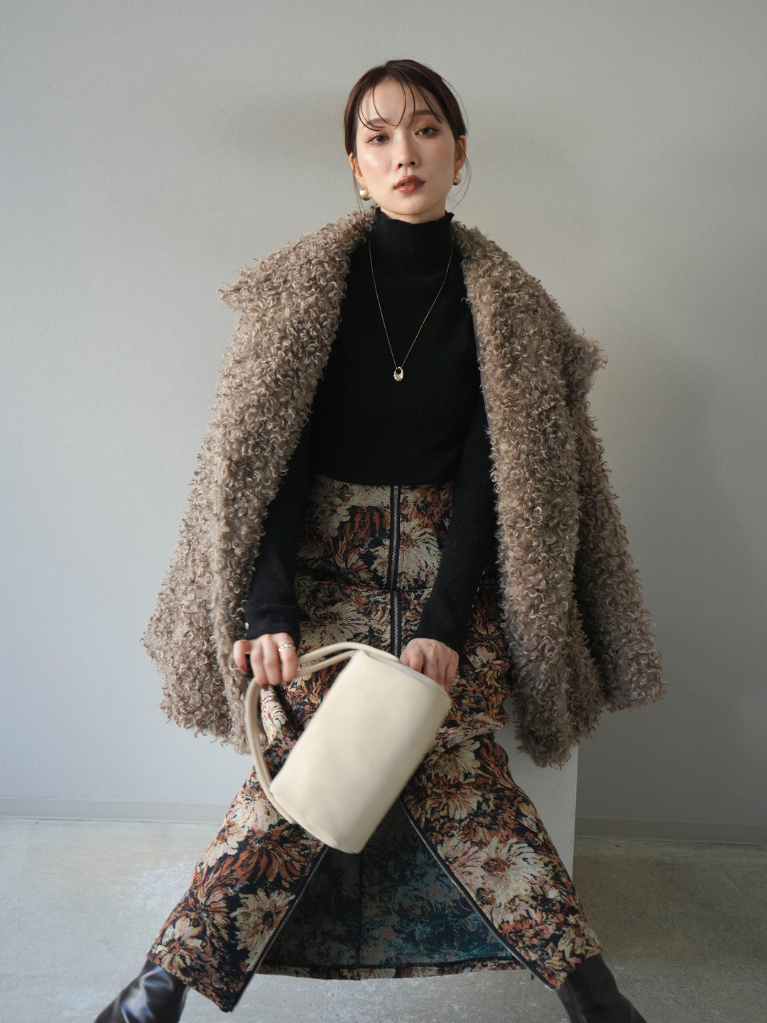 [予約]プードルファーダブルミドルコート/beige