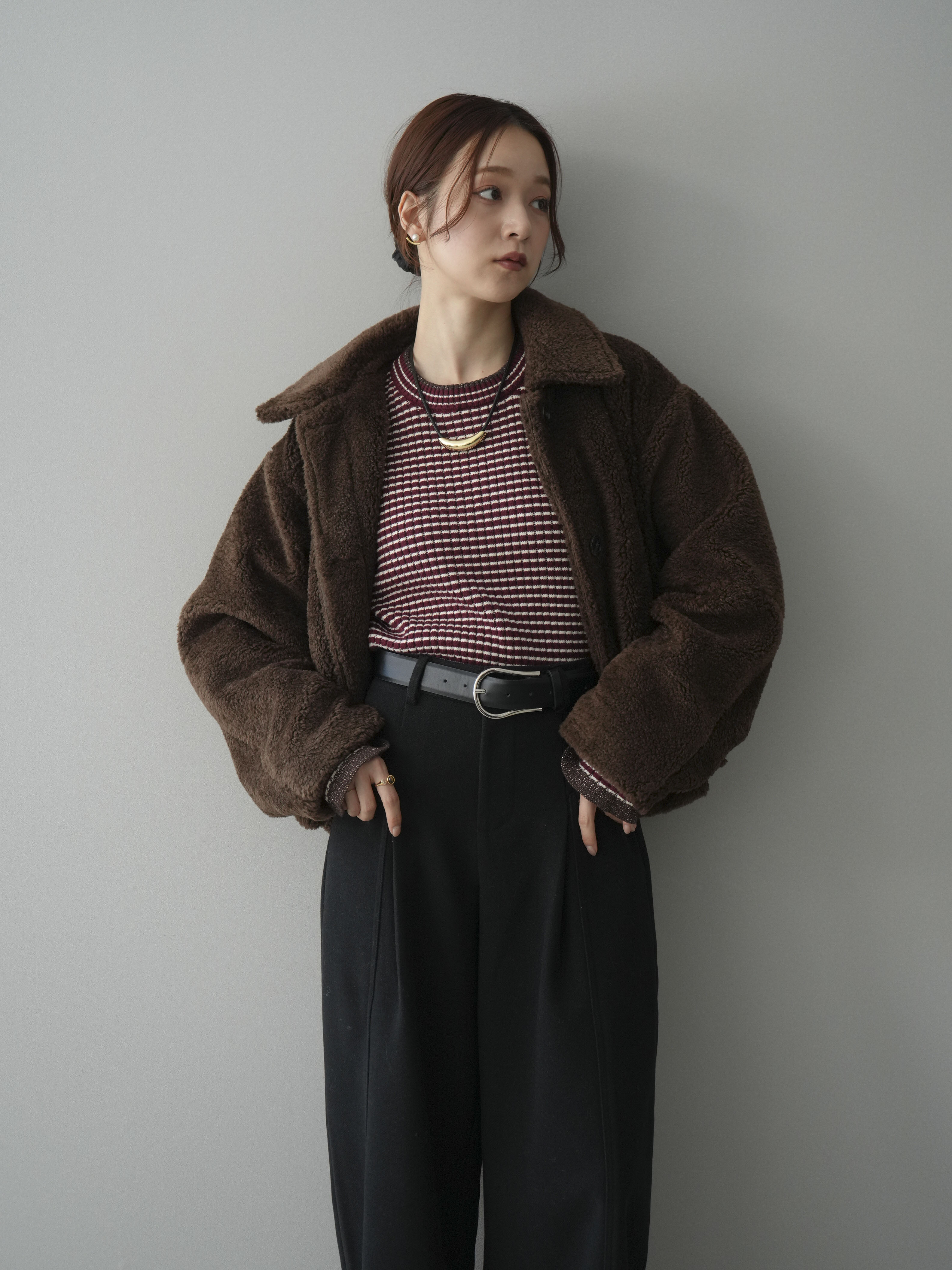 20%オフ]エコファーステンカラージャケット/brown – Lumier