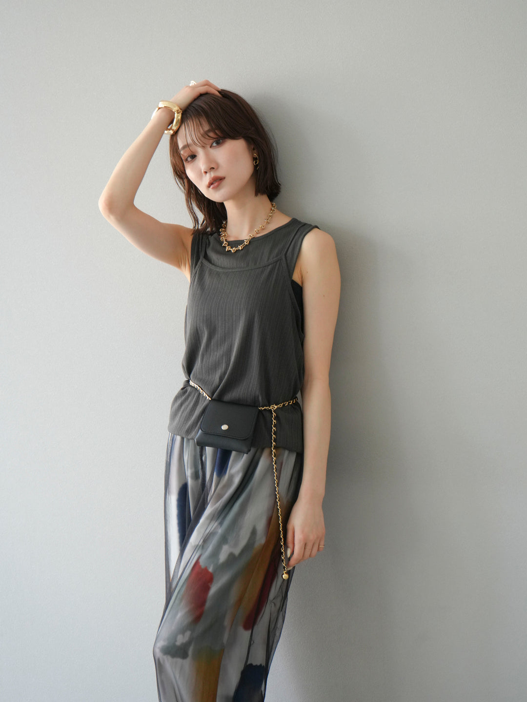 [預訂] Ice Touch 2WAY Design 吊帶背心/炭灰色