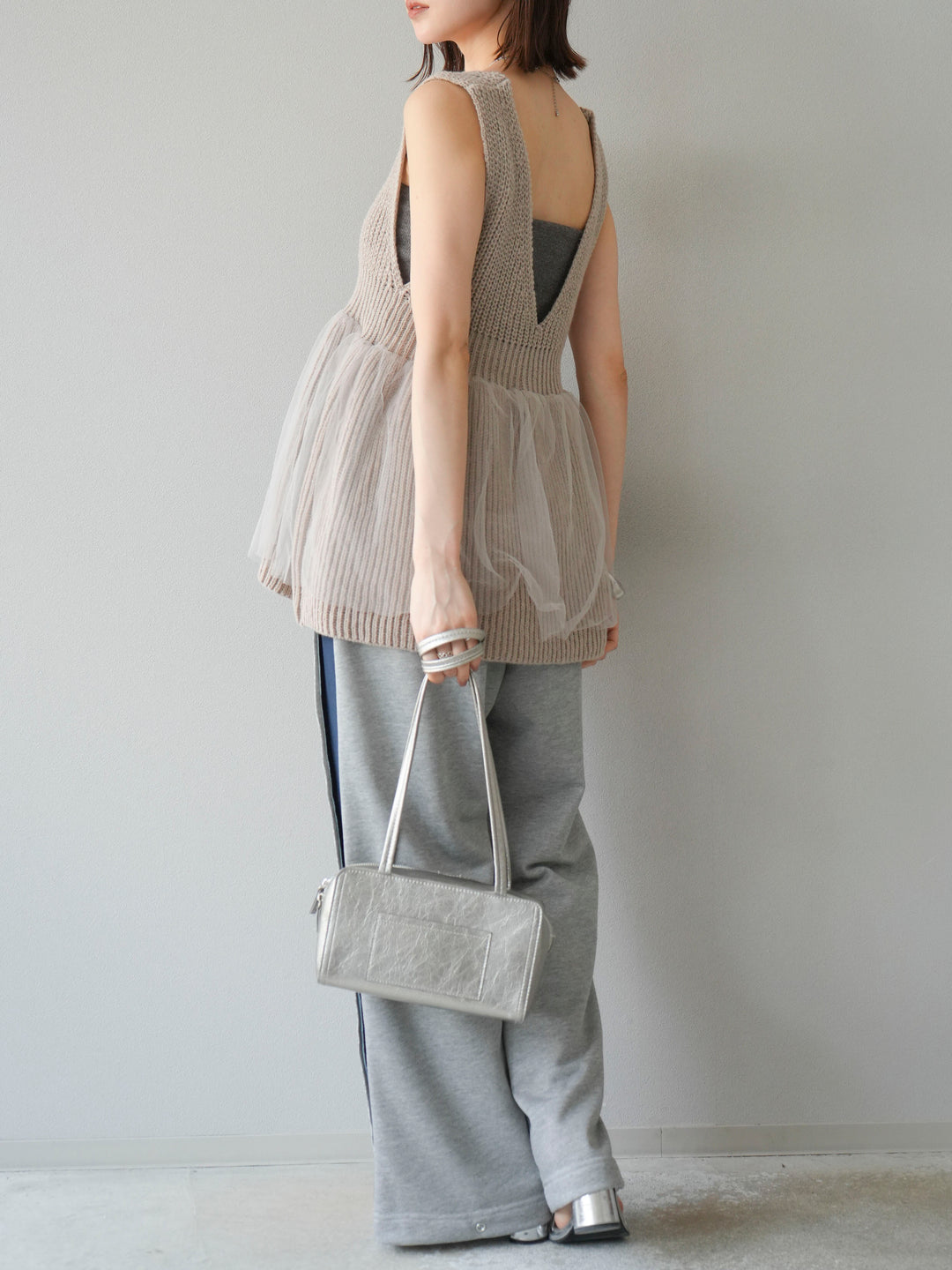 [予約]デニム切替2WAYデザインスウェットパンツ/グレー