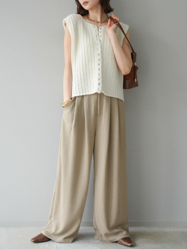 [予約]ネップワイドパンツ/ベージュ