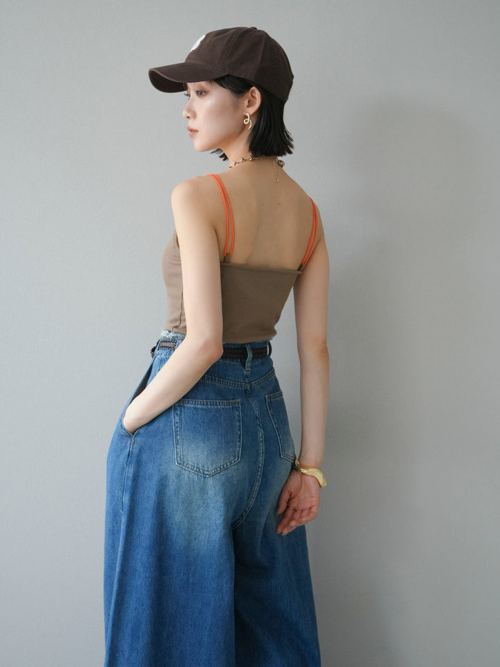 [予約]バイカラーストラップカップ付キャミソール/ベージュ