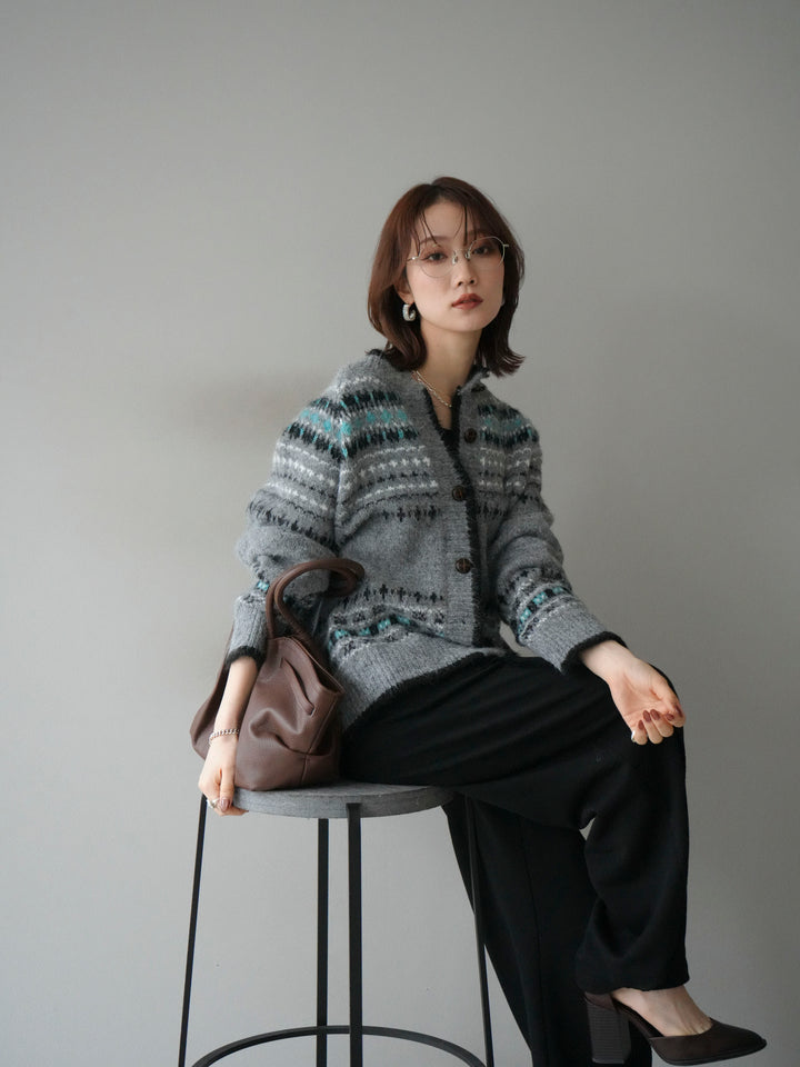 【預購】向心木紐扣針織開襟衫/灰色