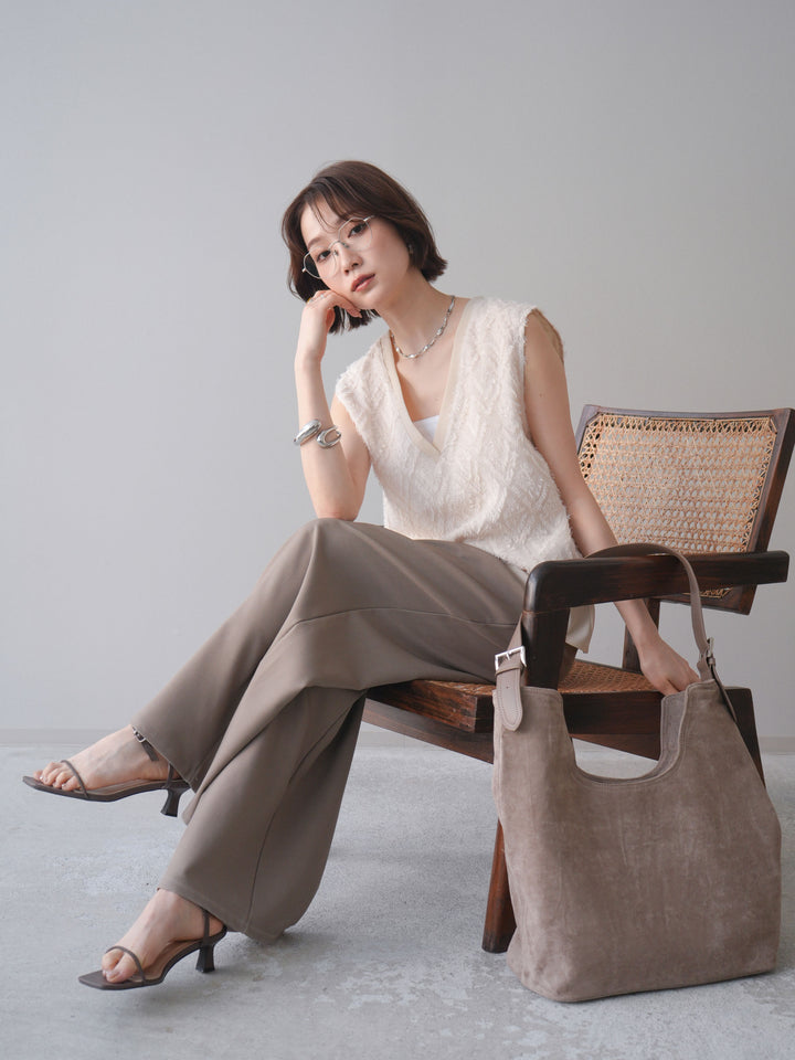 [SET]フリンジレイヤードVネックノースリーブ+選べるアクセセット(2set)