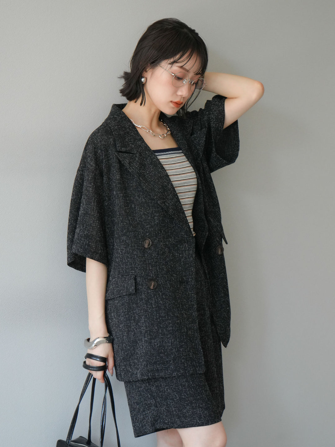 [SET]サマーツイードハーフジャケット+サマーツイードハーフパンツ(2set)
