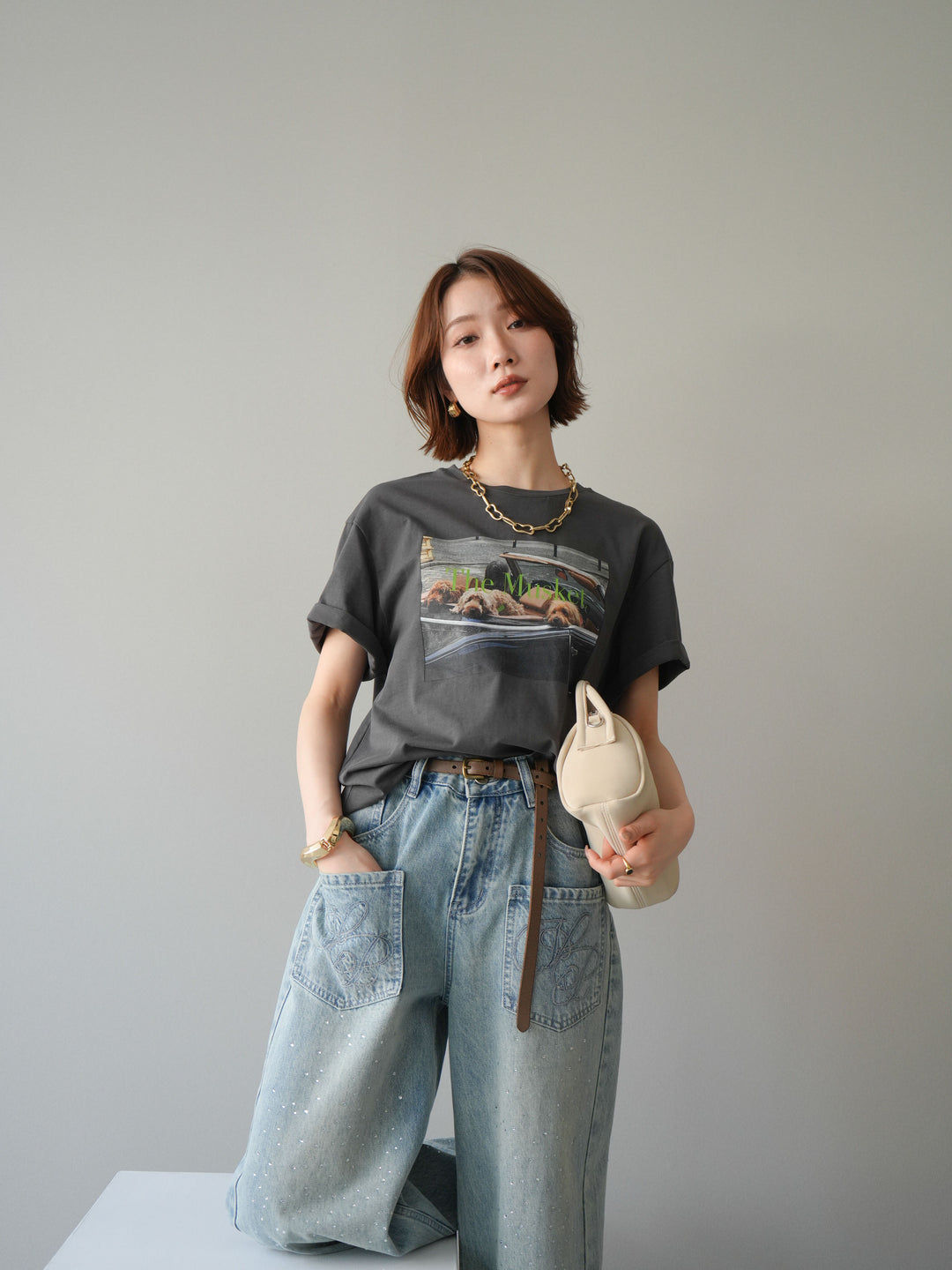 [予約]ドッグフォトTEE/charcoal