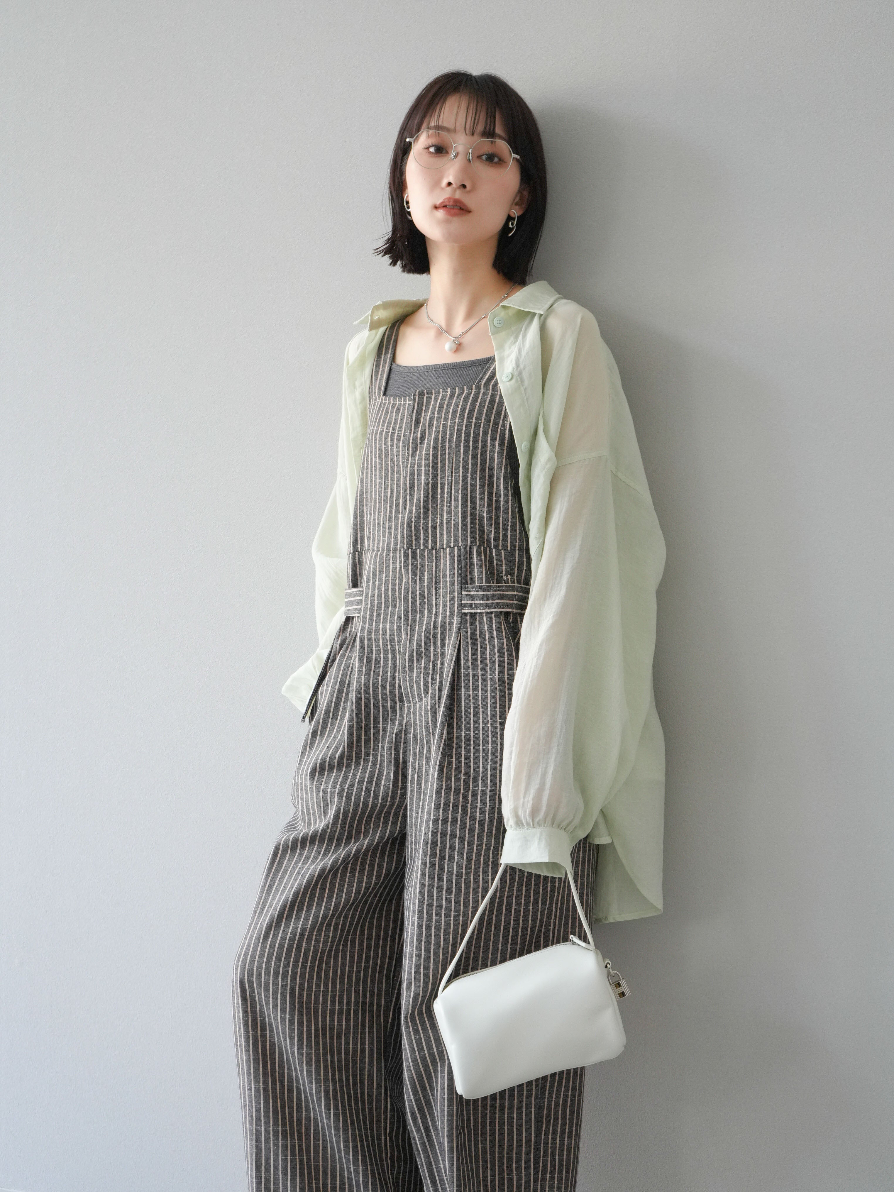 予約]ベルトデザインサロペット/ストライプ – Lumier