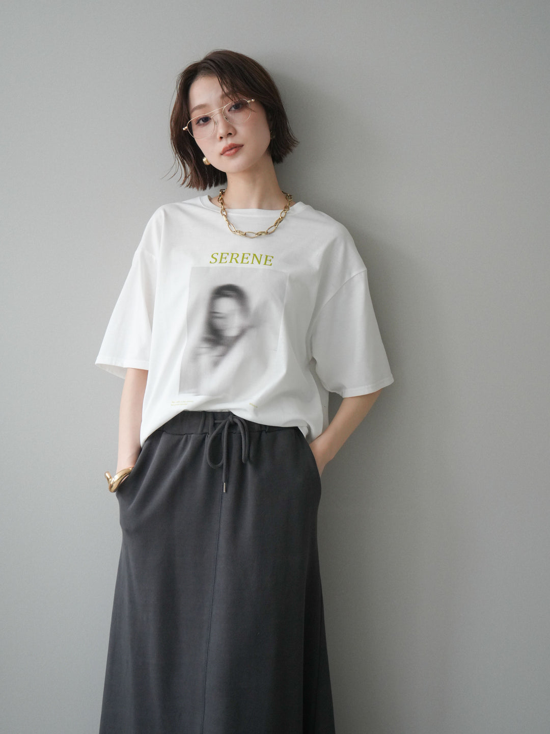 [予約]ブラーアートフォトTシャツ/off3
