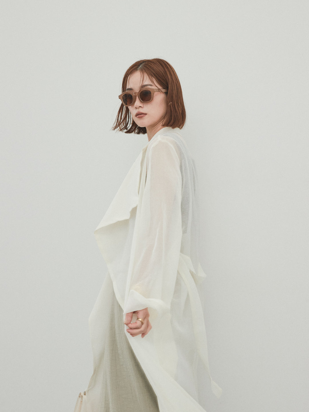 [予約]シアーロングジャケット/アイボリー