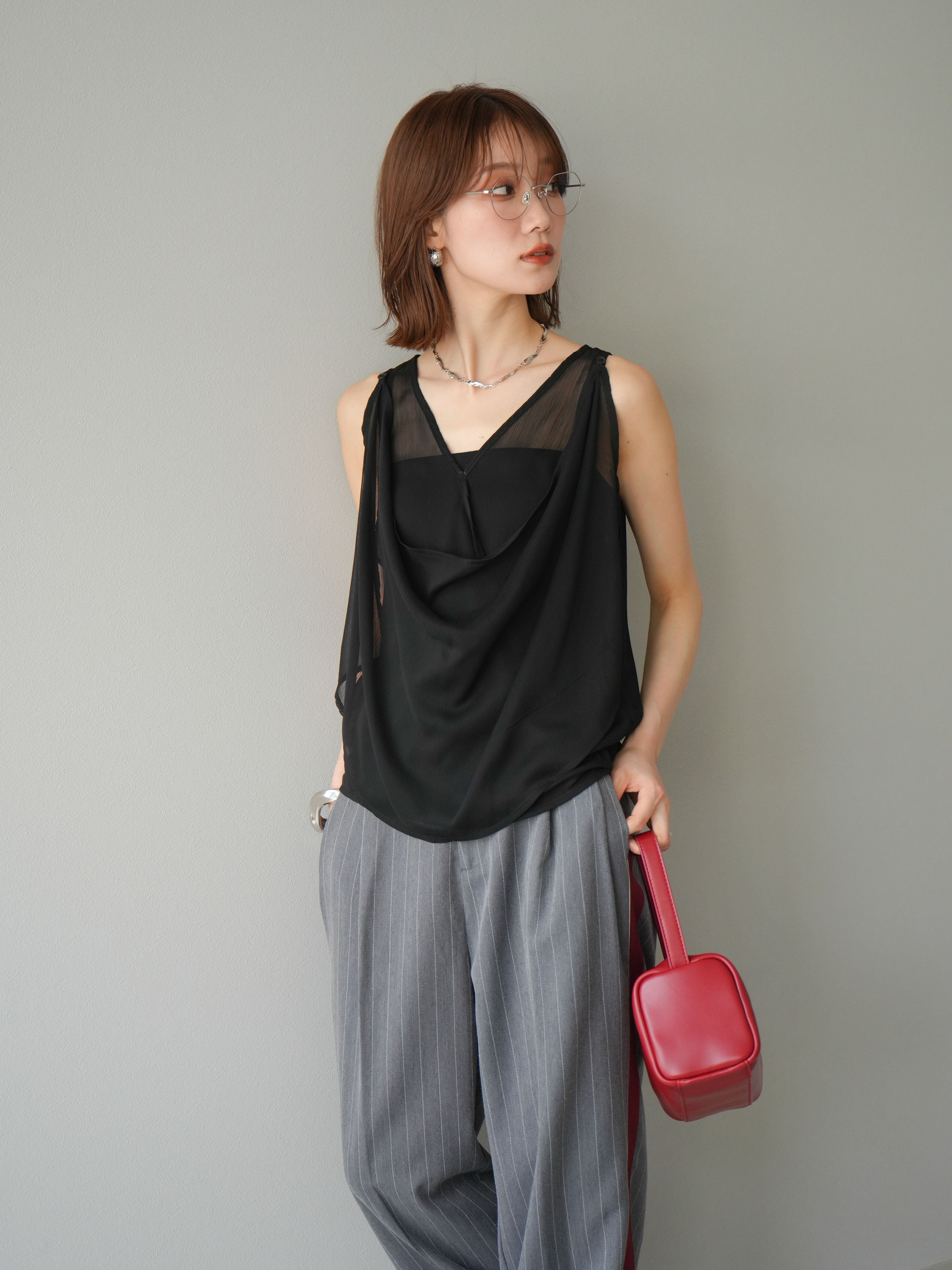 予約]サイドラインストライプワイドパンツ/グレー – Lumier