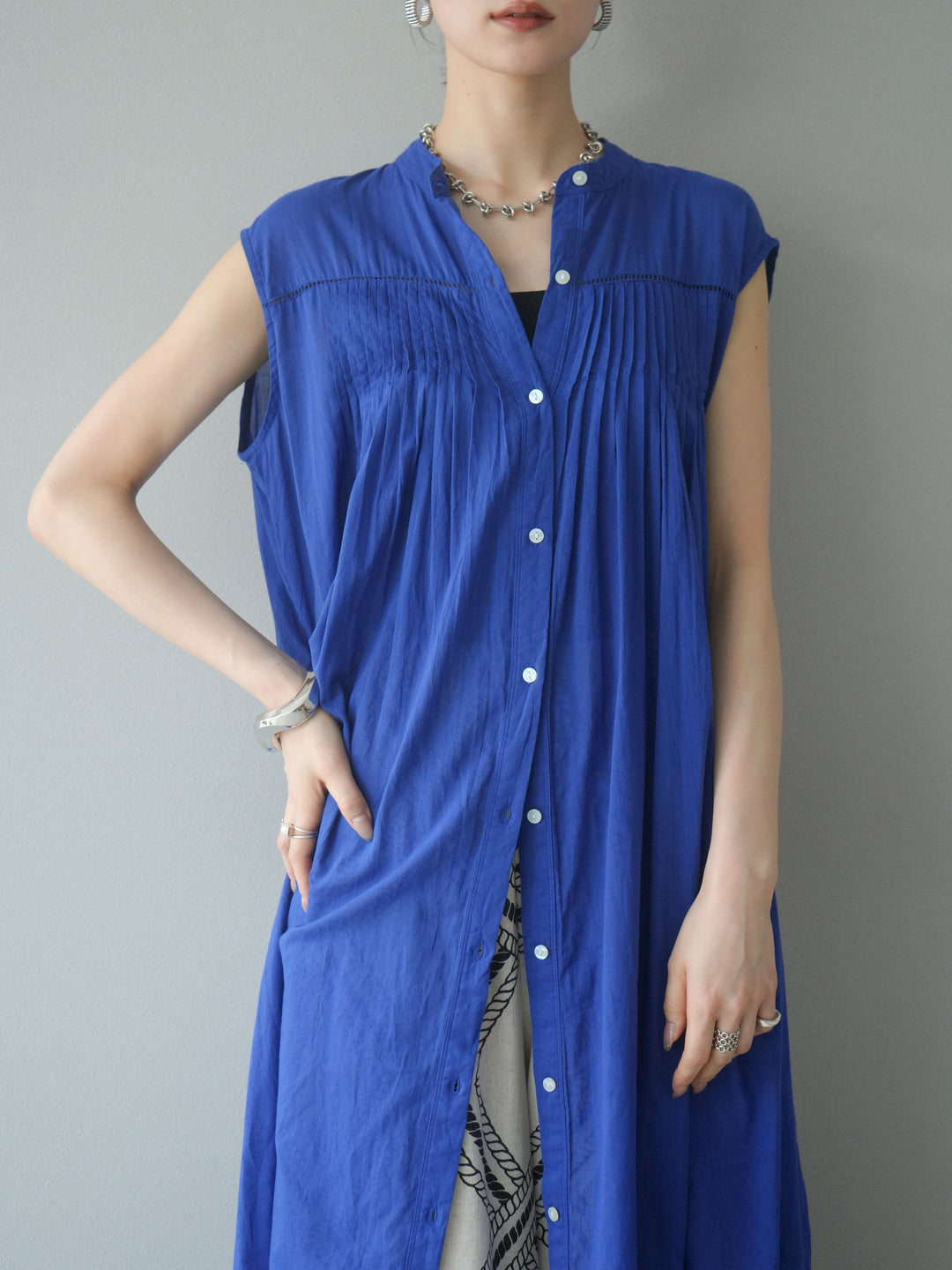 [予約]インド製コットンボイルワンピース/ロイヤルブルー