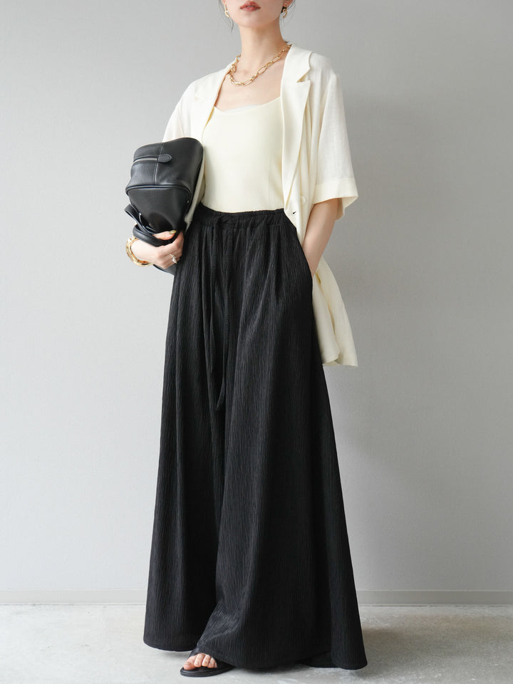 [予約]楊柳バギーパンツ/ブラック