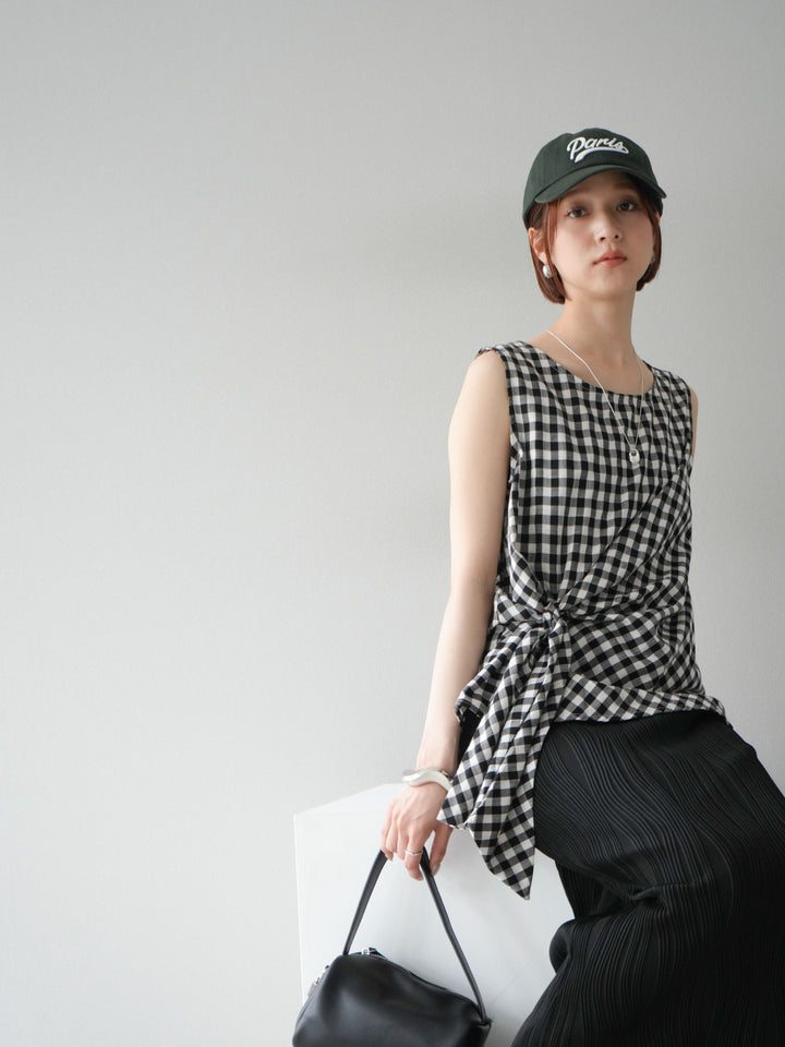 [SET] 前裹式無袖上衣+波浪滾邊緊身裙（2套）